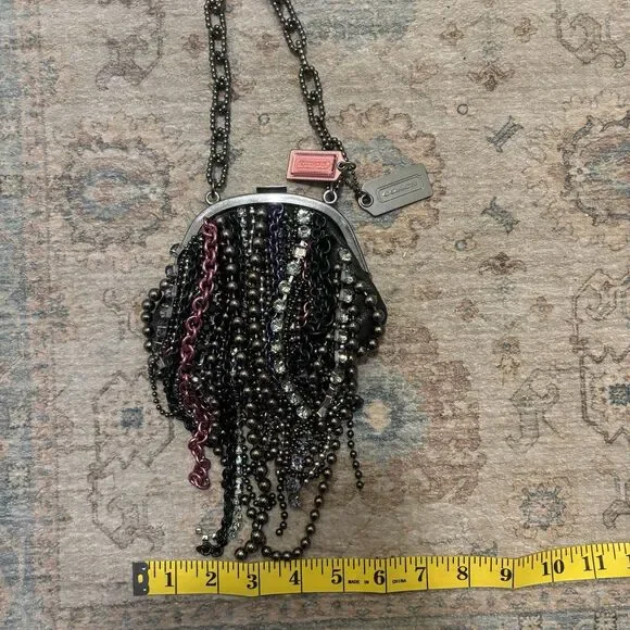 Coach Purse Poppy Tangled Chunky Metal Chains Rockstar Clutch Rhinestone Read - Picture 10 of 10